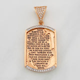 Dije Placa Padre Nuestro 7.6g / 4cm Dos Oros Blanco Rosa 18K