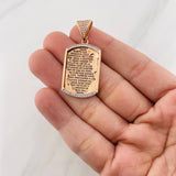 Dije Placa Padre Nuestro 7.6g / 4cm Dos Oros Blanco Rosa 18K