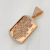 Dije Placa Padre Nuestro 7.6g / 4cm Dos Oros Blanco Rosa 18K