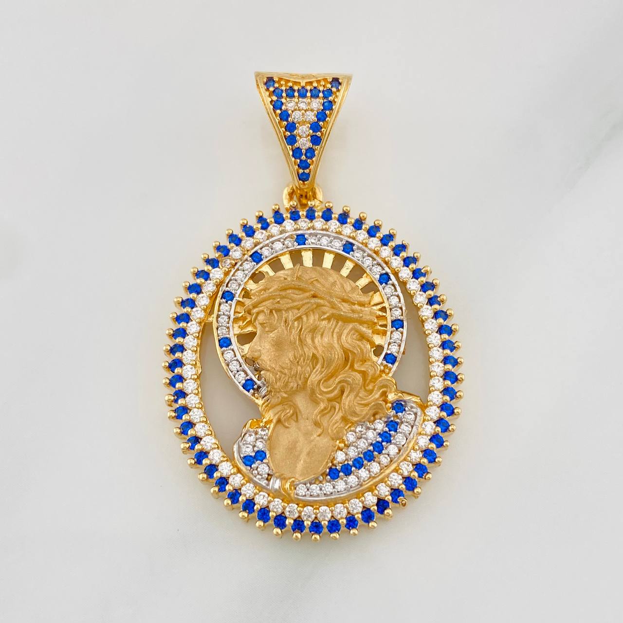 Dije Rostro Cristo 12.1g / 4.05cm Dos Oros Amarillo Blanco 18K