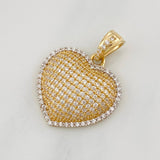 Dije Corazon Tupido 3.3g / 2.05cm Dos Oros Amarillo Blanco 18K