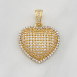 Dije Corazon Tupido 3.3g / 2.05cm Dos Oros Amarillo Blanco 18K