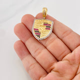 Dije Placa Automovil 6.45g / 4cm Dos Oros Amarillo Blanco 18K
