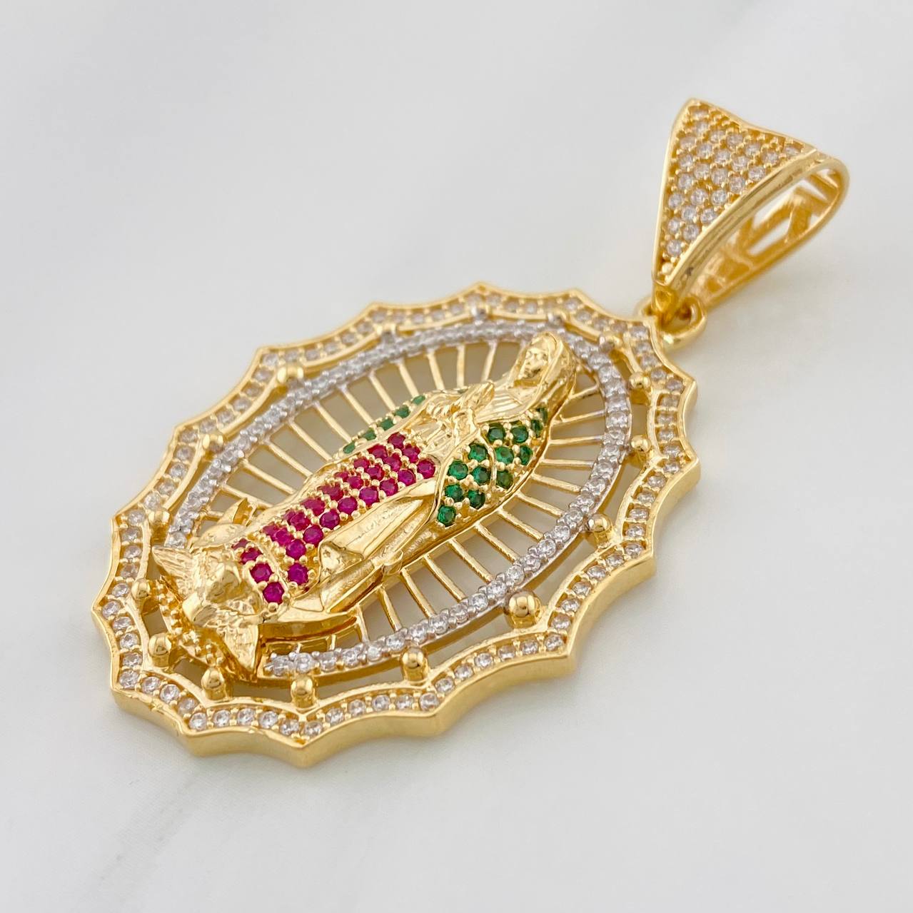 Dije Virgen de Guadalupe 9.95g / 5cm Dos Oros Amarillo Blanco 18K
