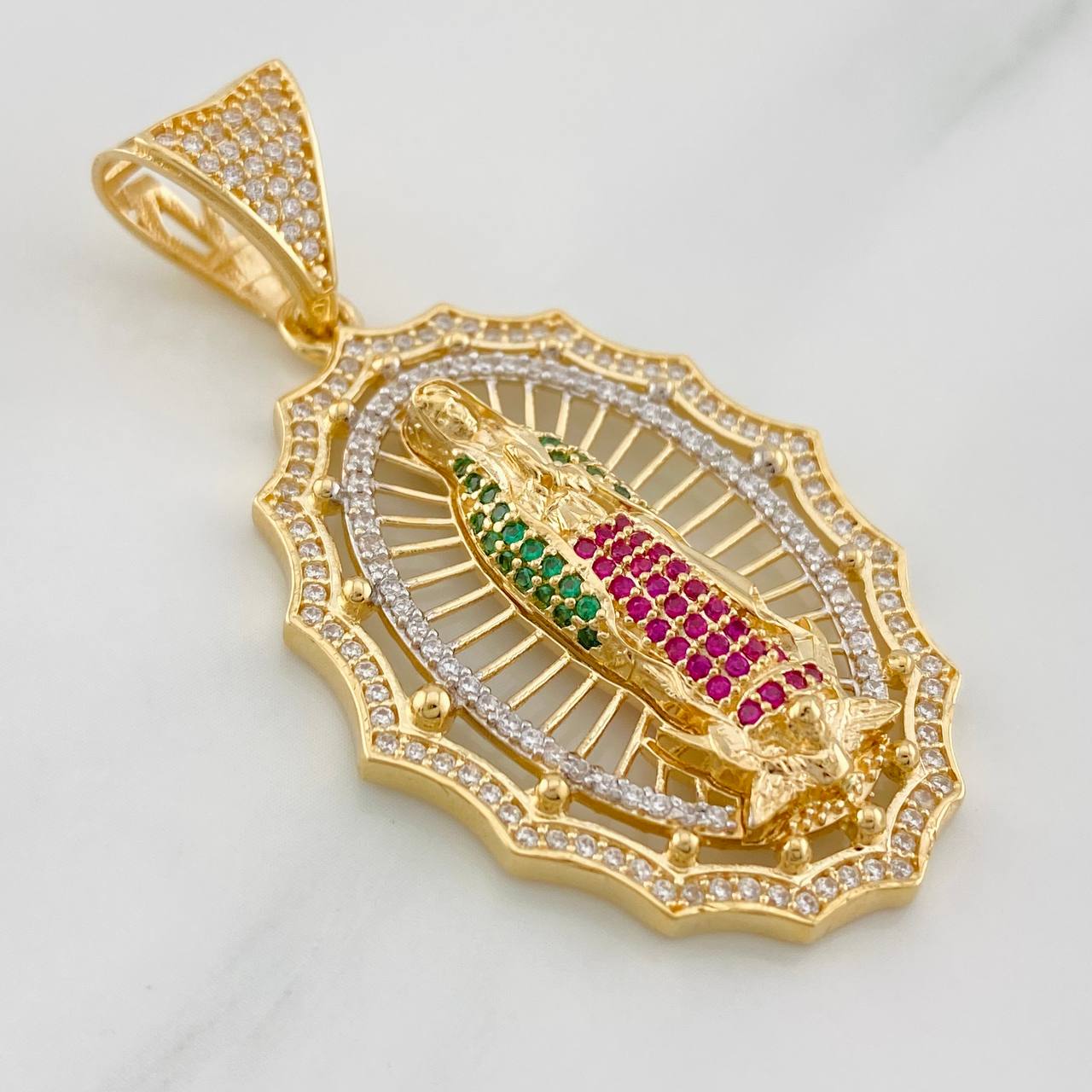 Dije Virgen de Guadalupe 9.95g / 5cm Dos Oros Amarillo Blanco 18K