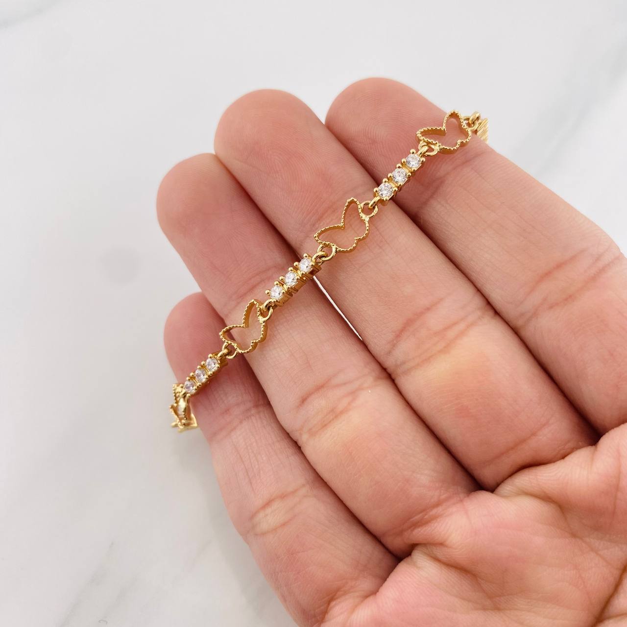 Pulso Mariposas 6.45g / 18cm / 2.6mm Oro Amarillo 18K