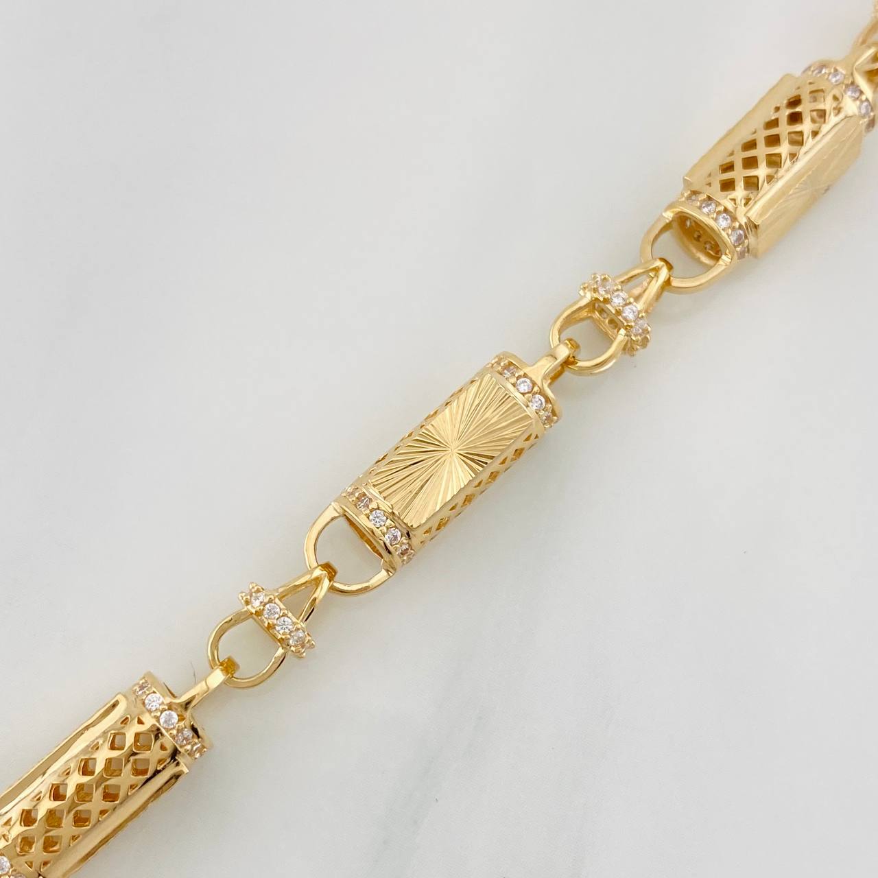Pulso Rustico Malla Cilindrica 16.9g / 20.5cm / 6.2mm Oro Amarillo 18K