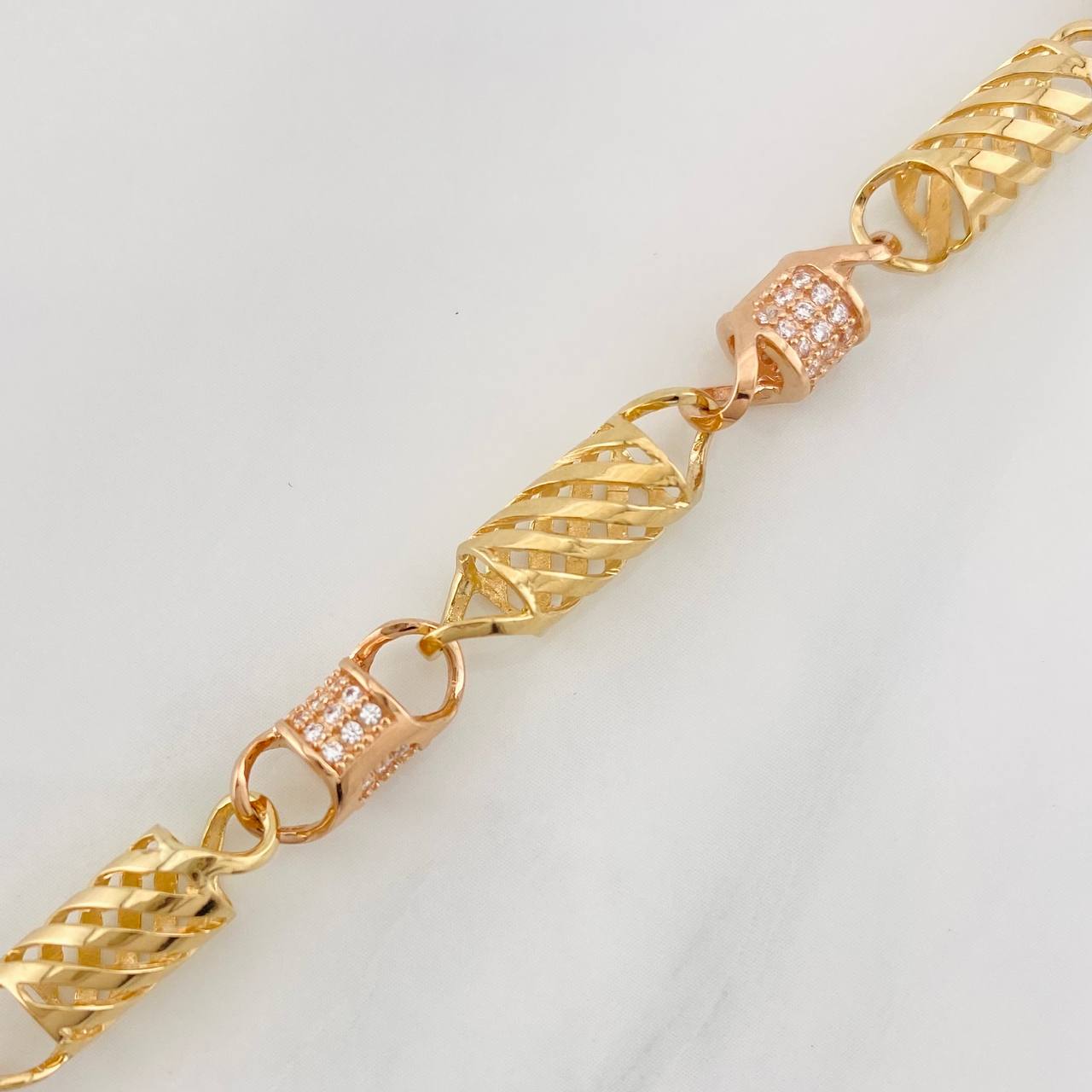 Pulso Rustica Malla 13.8g / 20cm / 5.88mm Dos Oros Amarillo Rosa 18K