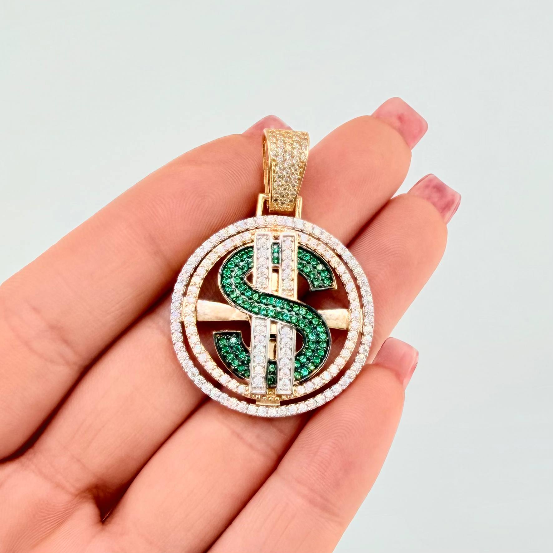 Dije Silueta Signo Dolar Movil 12.95gr / 4.4cm / Oro Amarillo 18K