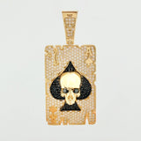 Dije Calavera Carta Pica De As 10.95gr / 4.9cm / Oro Amarillo 18K