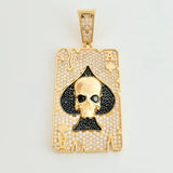 Dije Calavera Carta Pica De As 10.95gr / 4.9cm / Oro Amarillo 18K