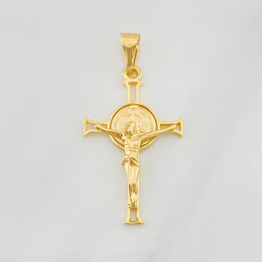 Dije Cruz Cristo San Benito 2.85g / 4.2cm Oro Amarillo 18K