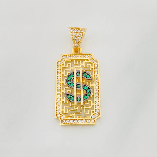 Dije Placa Signo Peso 3.15g / 3cm Dos Oros Negro Amarillo 18K