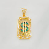 Dije Placa Signo Peso 3.15g / 3cm Dos Oros Negro Amarillo 18K