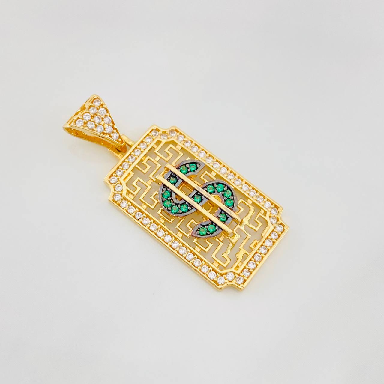 Dije Placa Signo Peso 3.15g / 3cm Dos Oros Negro Amarillo 18K
