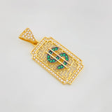 Dije Placa Signo Peso 3.15g / 3cm Dos Oros Negro Amarillo 18K