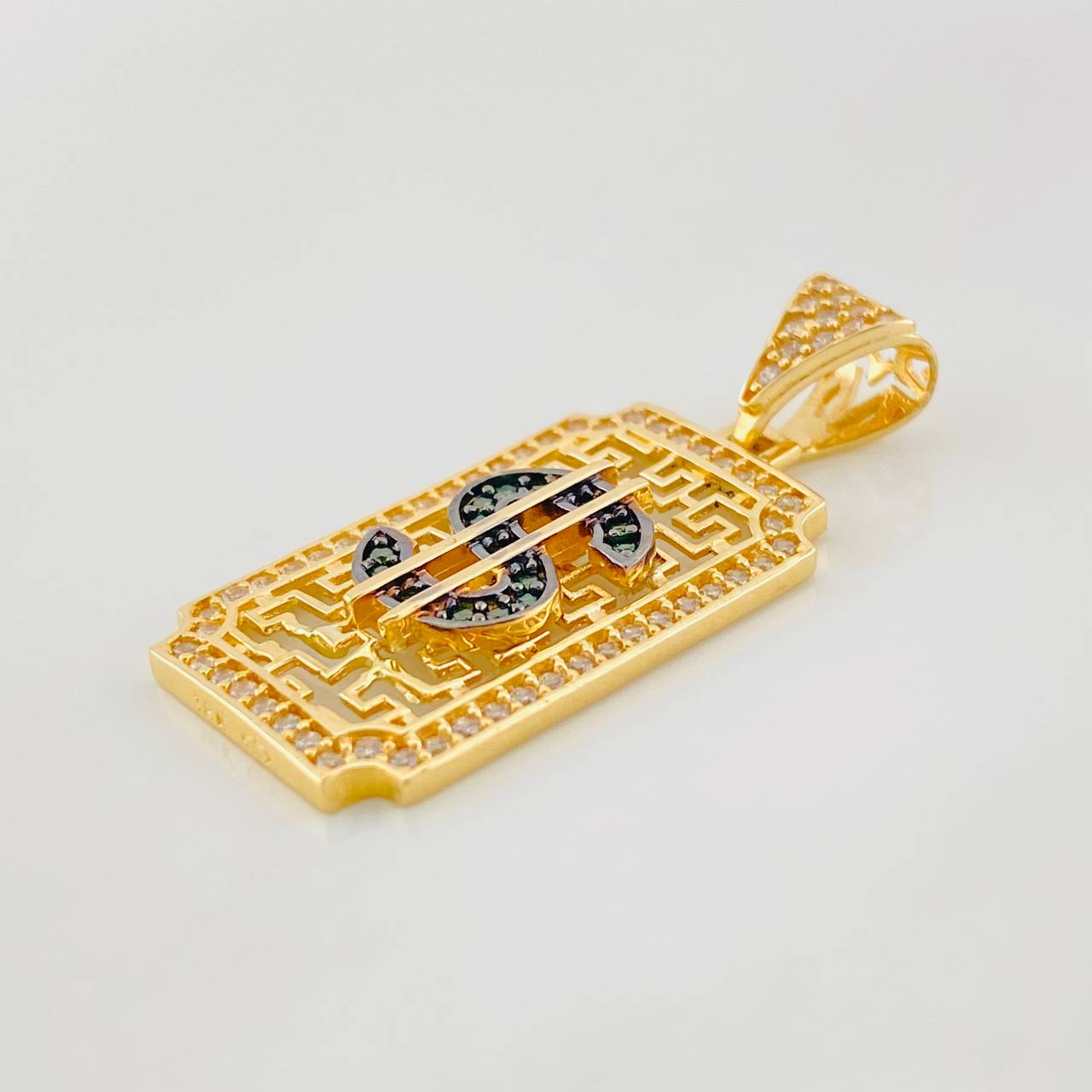 Dije Placa Signo Peso 3.15g / 3cm Dos Oros Negro Amarillo 18K
