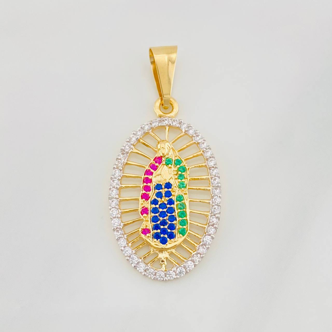 Dije Virgen de Guadalupe 2.55g / 3.6cm Dos Oros Amarillo Blanco 18K