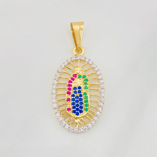 Dije Virgen de Guadalupe 2.55g / 3.6cm Dos Oros Amarillo Blanco 18K