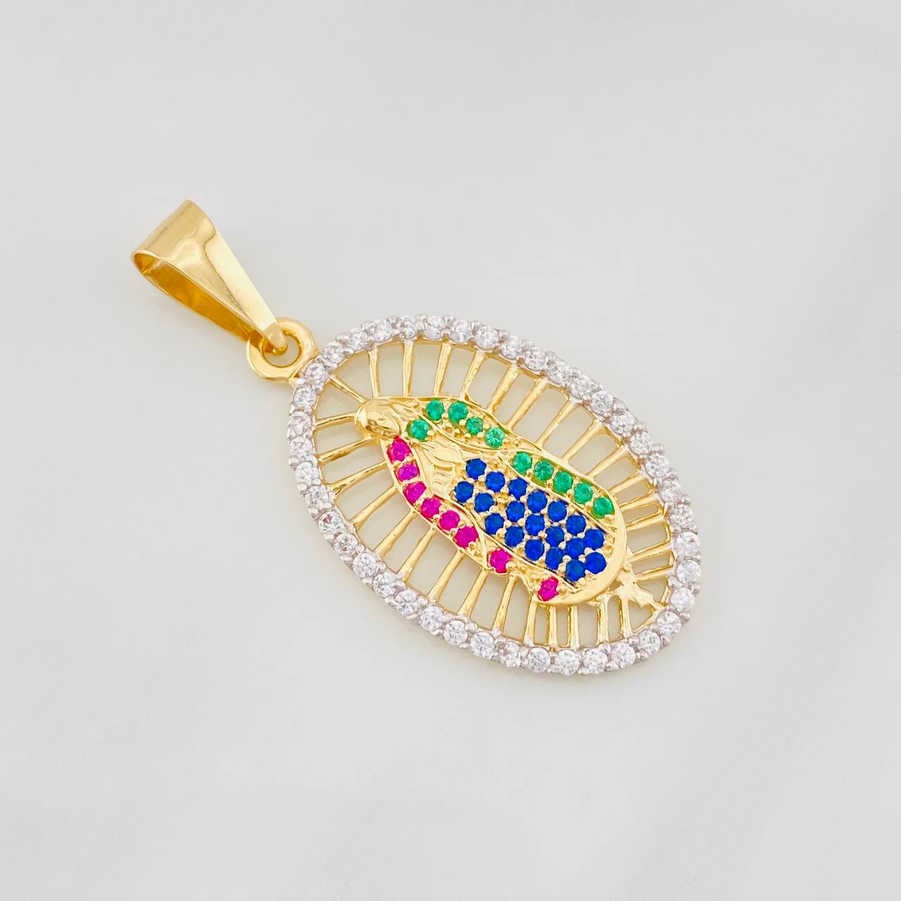 Dije Virgen de Guadalupe 2.55g / 3.6cm Dos Oros Amarillo Blanco 18K