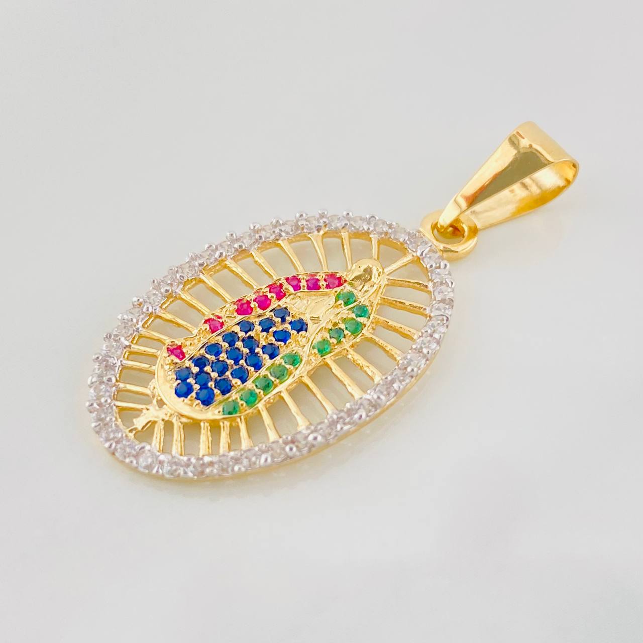 Dije Virgen de Guadalupe 2.55g / 3.6cm Dos Oros Amarillo Blanco 18K