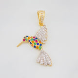 Dije Colibrí 2.1g / 3cm Dos Oros Amarillo Blanco 18K