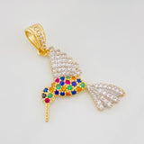 Dije Colibrí 2.1g / 3cm Dos Oros Amarillo Blanco 18K
