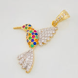 Dije Colibrí 2.1g / 3cm Dos Oros Amarillo Blanco 18K