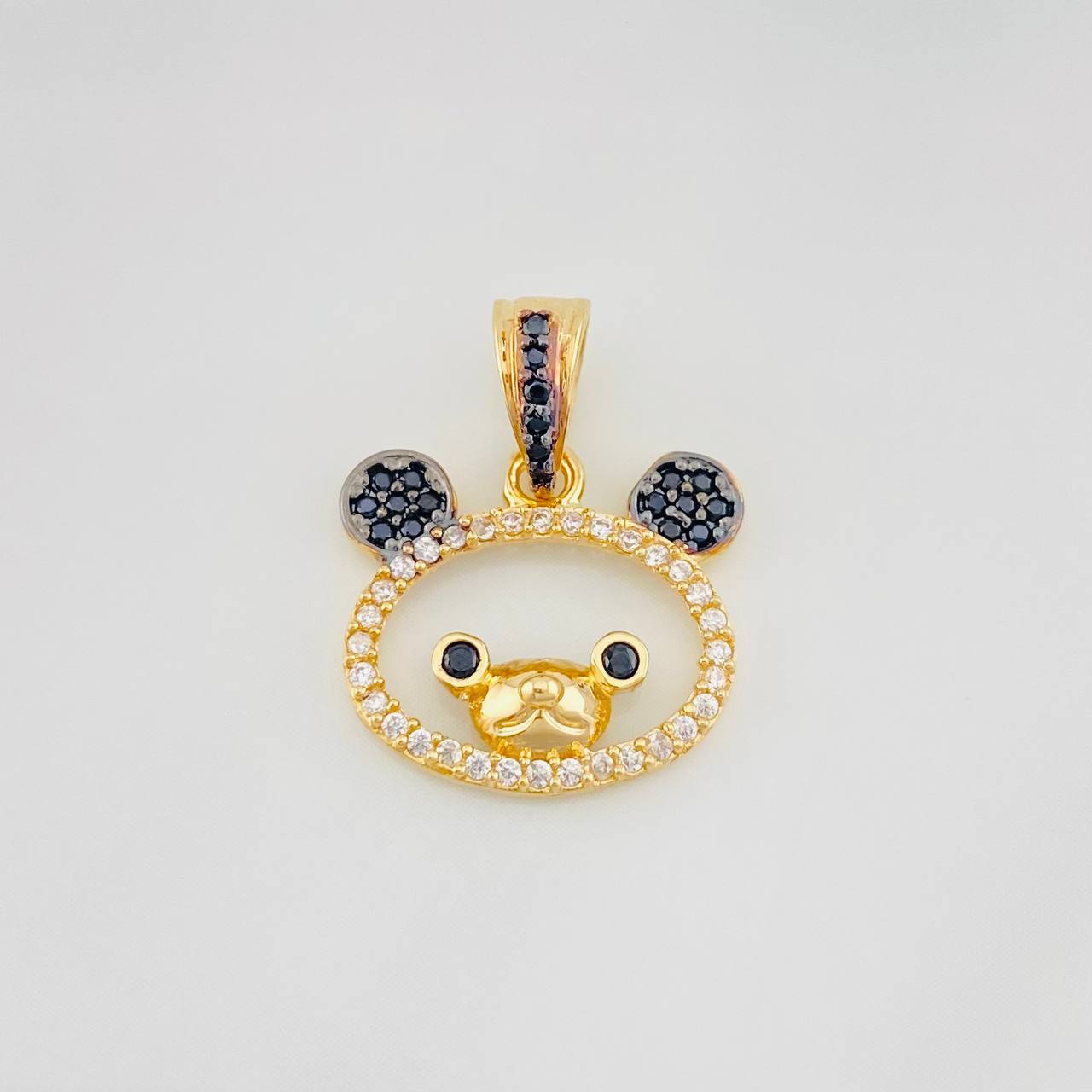 Dije Rostro Oso 1.8g / 2cm Dos Oros Negro Amarillo 18K