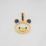 Dije Rostro Oso 1.8g / 2cm Dos Oros Negro Amarillo 18K