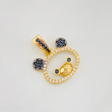 Dije Rostro Oso 1.8g / 2cm Dos Oros Negro Amarillo 18K