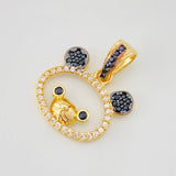 Dije Rostro Oso 1.8g / 2cm Dos Oros Negro Amarillo 18K