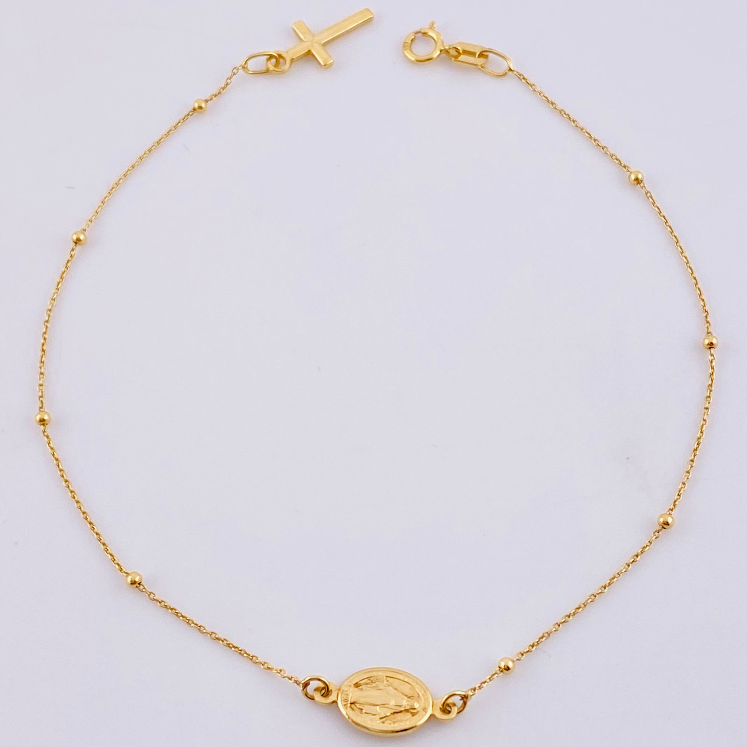 Pulso Denario Virgen Milagrosa 1.45 g / 21.4 cm / 1.5 mm Oro Amarillo 18K
