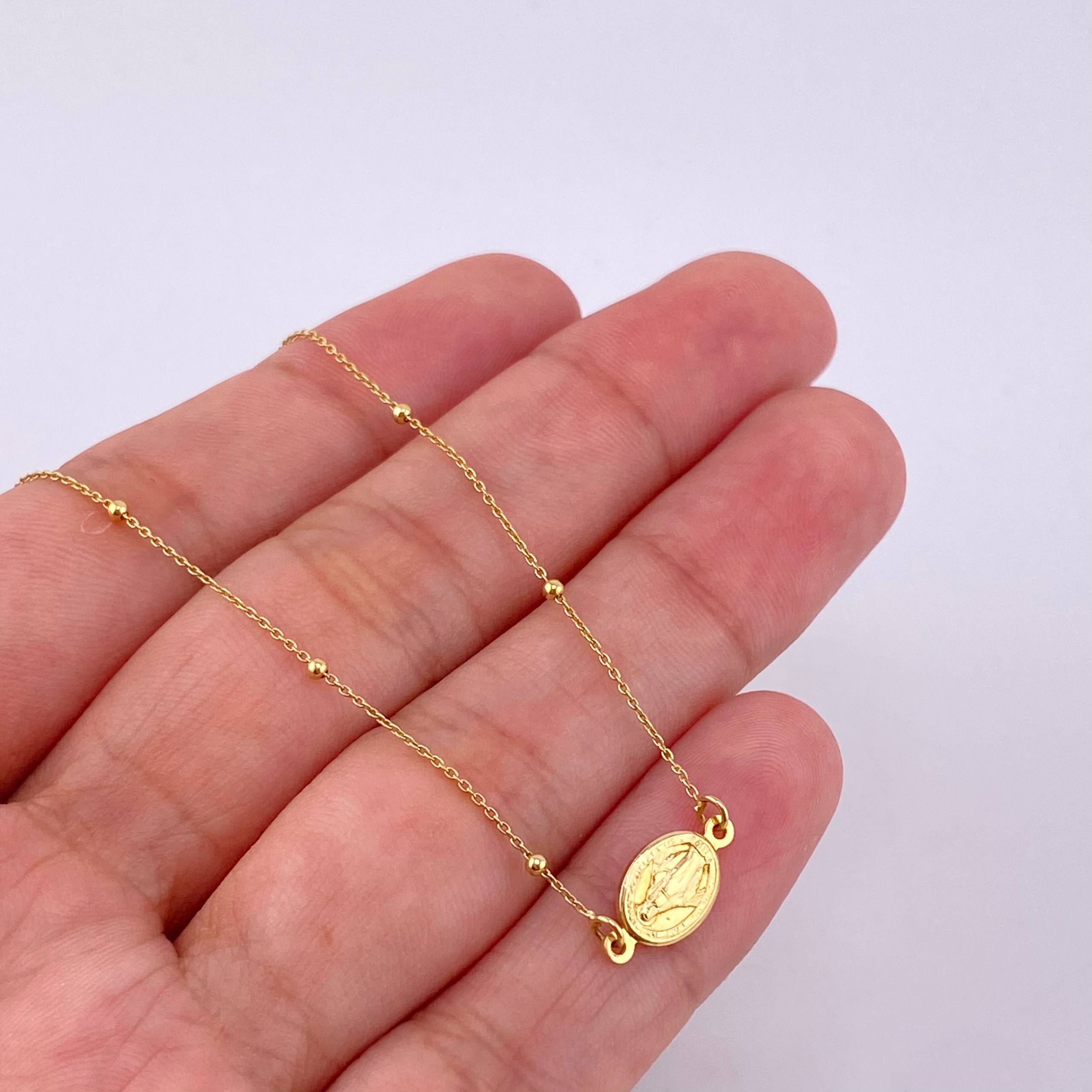Pulso Denario Virgen Milagrosa 1.45 g / 21.4 cm / 1.5 mm Oro Amarillo 18K
