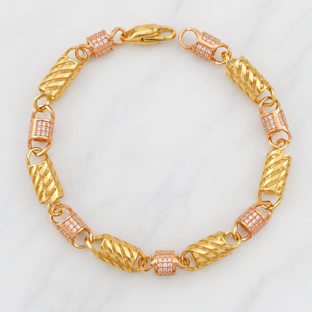 Pulso Rustica Malla 13.8g / 20cm / 5.88mm Dos Oros Amarillo Rosa 18K