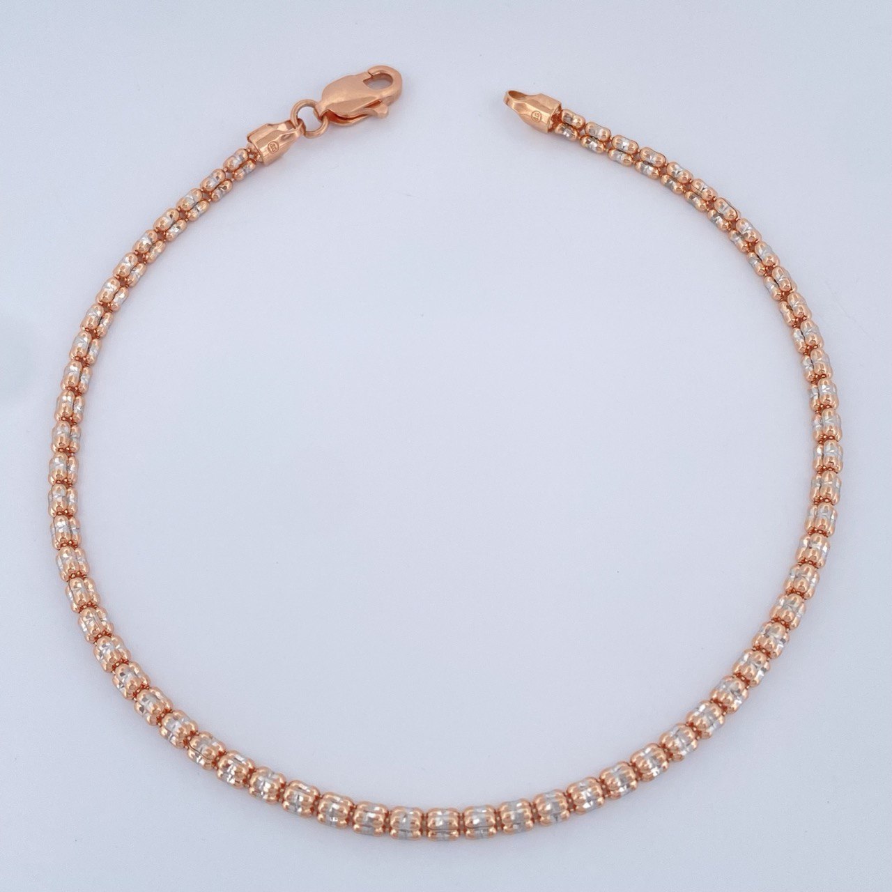 Pulso Ice 4.6gr / 20.5cm / Dos Oros Blanco Rosa +4 14K Italy $