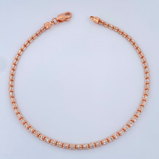 Pulso Ice 4.6gr / 20.5cm / Dos Oros Blanco Rosa +4 14K Italy $