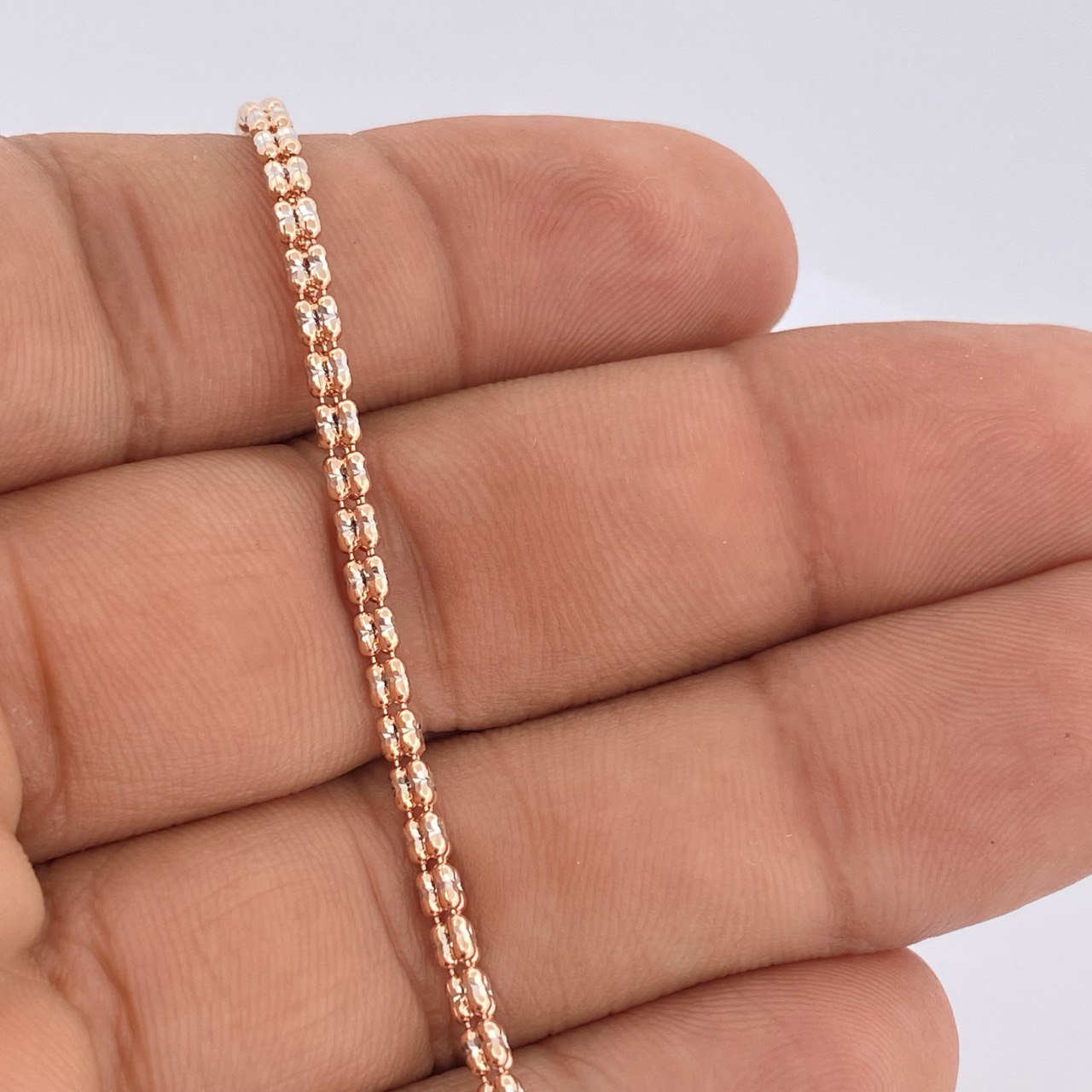 Pulso Ice 4.6gr / 20.5cm / Dos Oros Blanco Rosa +4 14K Italy $