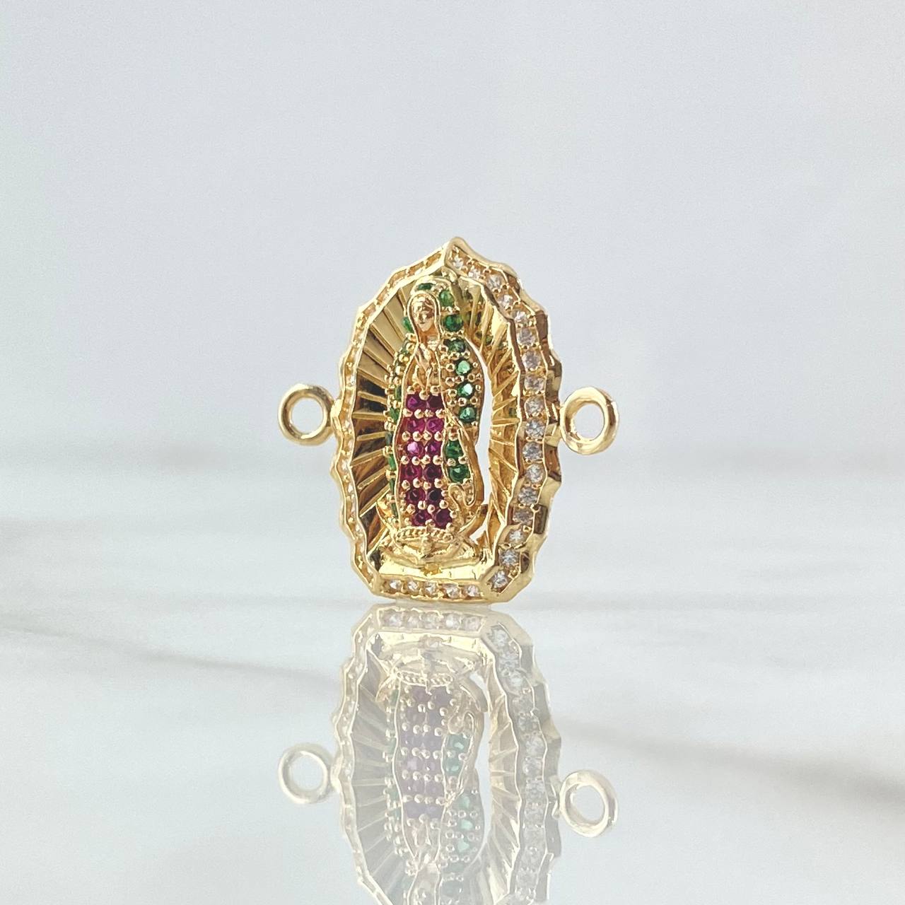 Herraje Virgen Guadalupe Silueta  2.45gr / 2cm / Circones Blancos Verdes Fucsia Oro Amarillo 18K