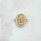 Herraje Virgen Guadalupe  2.15gr / 1.7cm / Ovalo Filigrana Circones Blancos Verdes Fucsia Oro Amarillo 18K