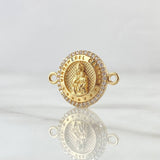 Herraje Virgen Del Carmen 2.2gr / 1.9cm / Circulo Texturizado Circones Blancos Oro Amarillo 18K