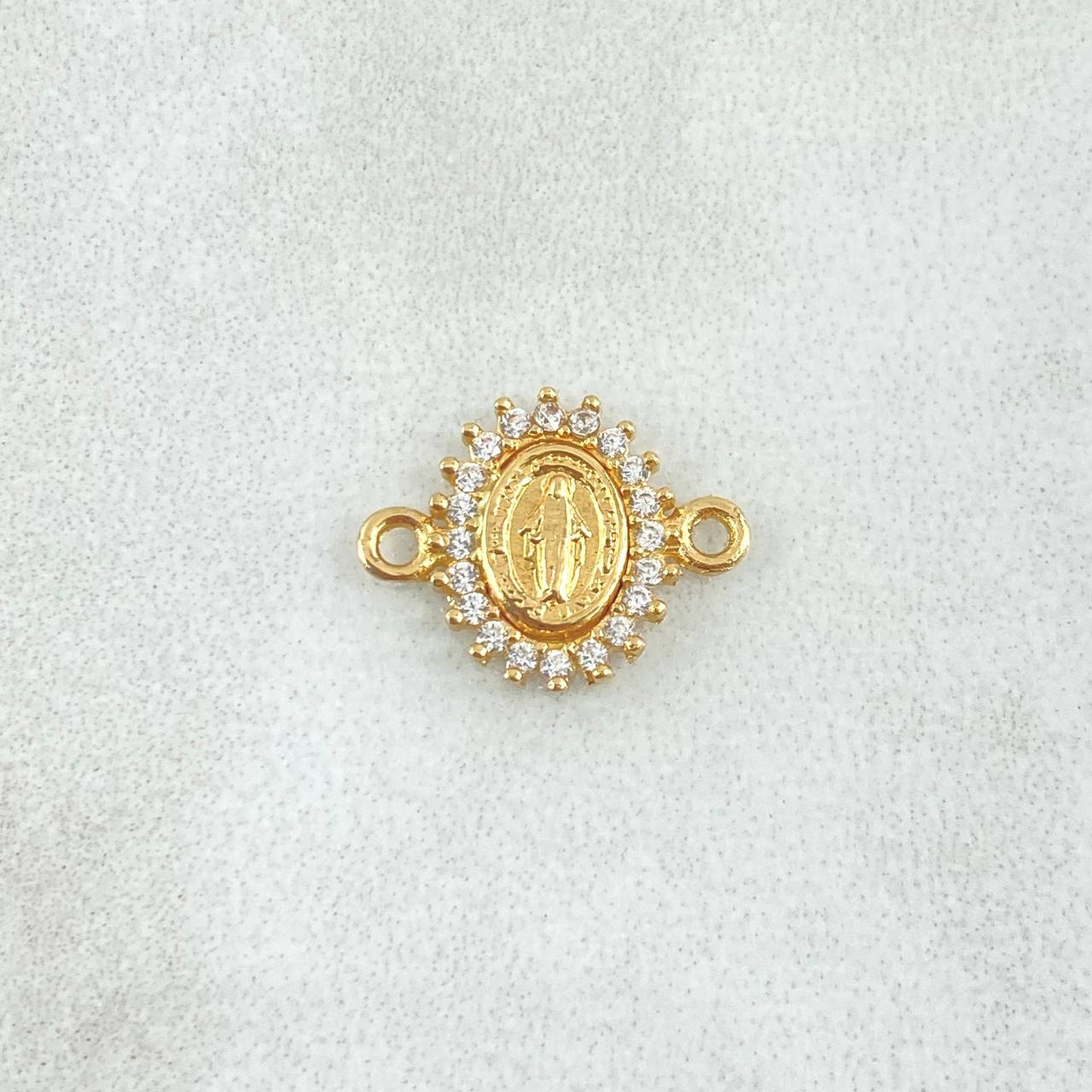 Herraje Virgen Milagrosa 0.5gr / 1.3cm / Circones Blancos Oro Amarillo 18K *