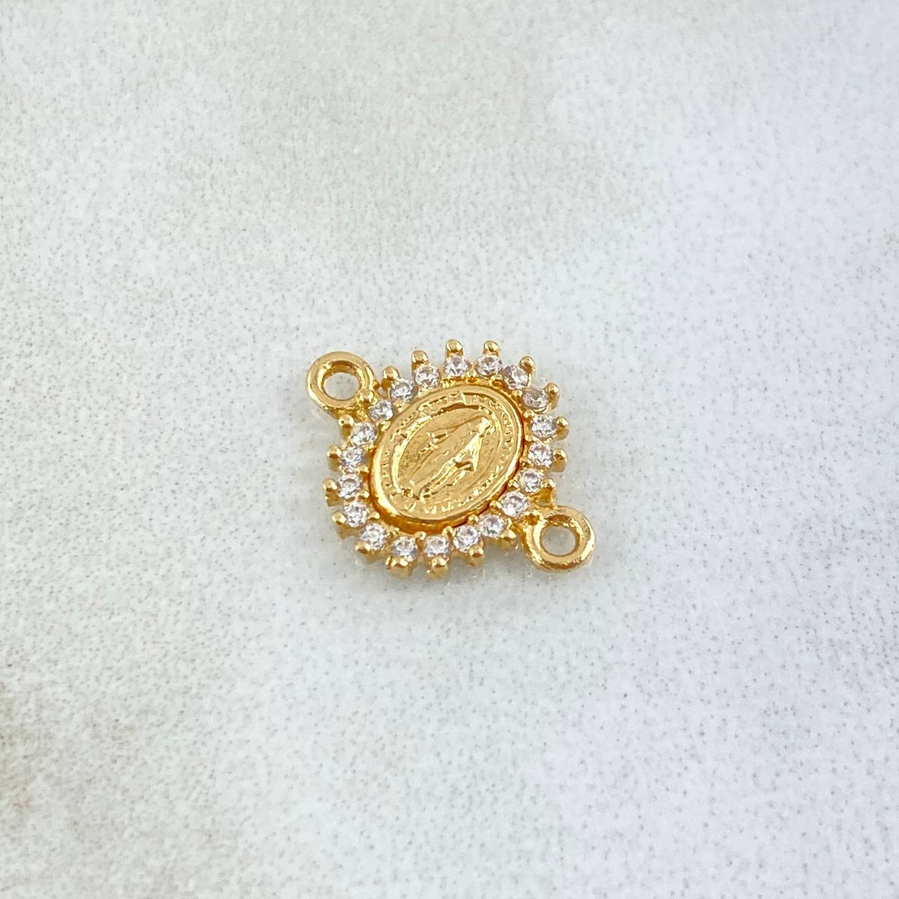 Herraje Virgen Milagrosa 0.5gr / 1.3cm / Circones Blancos Oro Amarillo 18K *
