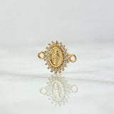 Herraje Virgen Milagrosa 0.5gr / 1.3cm / Circones Blancos Oro Amarillo 18K *