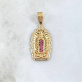 Dije Virgen Guadalupe Silueta  6.2gr / 3.5cm / Circones Blancos Verdes Fucsia Oro Amarillo 18K ©