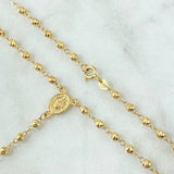 Rosario Virgen Milagrosa 6.75gr / 50cm / 3mm-4mm Bolas Diamantadas Cruz Cristo Floreada Oro Amarillo 18K