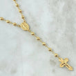 Rosario Virgen Milagrosa 10.95gr / 60cm / 4mm-5mm Bolas Diamantadas Cruz Cristo Floreada Oro Amarillo 18K