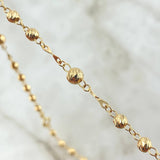 Rosario Virgen Milagrosa 10.95gr / 60cm / 4mm-5mm Bolas Diamantadas Cruz Cristo Floreada Oro Amarillo 18K