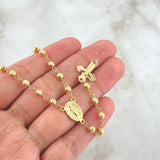 Rosario Virgen Milagrosa 6.45gr / 45cm / 3mm-4mm Bolas Diamantadas Cruz Cristo Floreada Oro Amarillo 18K