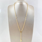 Rosario Virgen Milagrosa 10.95gr / 60cm / 4mm-5mm Bolas Diamantadas Cruz Cristo Floreada Oro Amarillo 18K